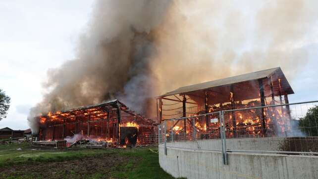 Polizei: Millionenschaden durch Brand in einem Stadel