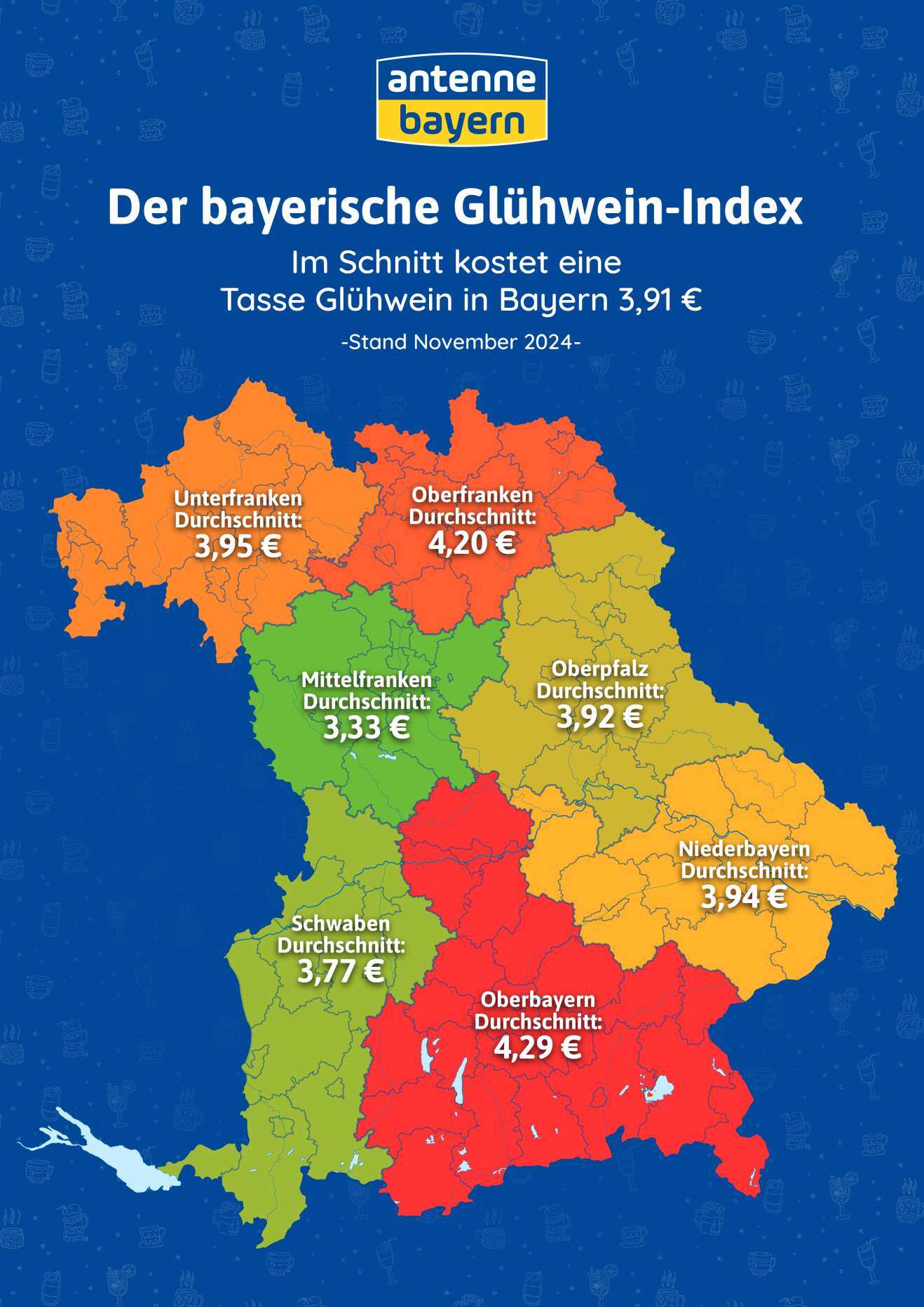 Der ANTENNE BAYERN Glühwein Index 2024